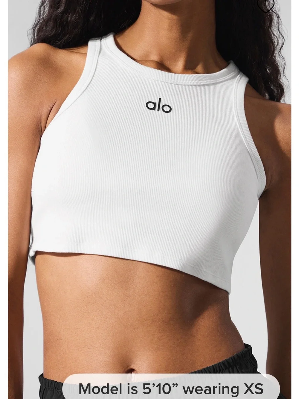 ALO Yoga White Ribbed Cropped Tank